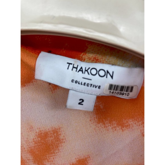 Thakoon Collective Orange Tie Dye Print Fit & Flare Mini Shirt Dress Size 2 - Picture 5 of 6